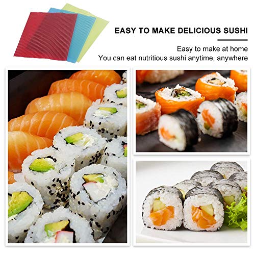 Mwellewm 3Pcs Kitchen Sushi Rolling Mat Non Stick Sushi Making Kit Japanese Plastic Sushi Roller Maker Homemade For Home Kitchen Diy Sushi Tool Plate Mat thumb #3