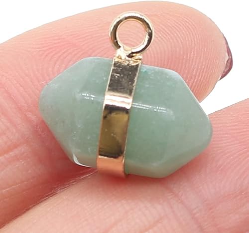 Miniatura 3 de LHJ 7 colgantes de piedra natural de doble punta mezclada de cristal de ágata para hacer joyas, collares, pulseras, Ágata