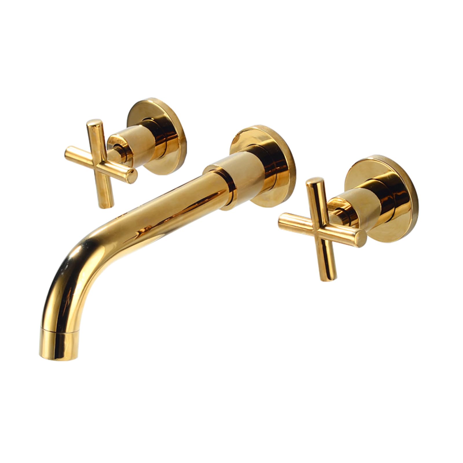 XJTNLB Rubinetti Bagno a Croce Rubinetto da Muro per Lavatoio Girevole 360° Miscelatore Lavabo Bagno in Ottone,Oro