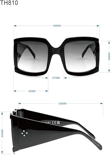 Miniatura 5 de TAHARI TH810 - Lentes de sol cuadrados de gran tamaño 100 con protección UV para mujer Regalos elegantes para ella 2598in color piel Desnudo