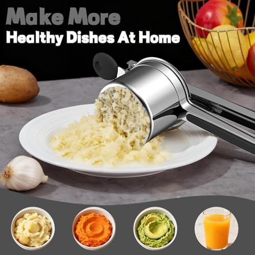 liboyixi Large 15oz Potato Ricer Heavy Duty Stainless Steel Potato Masher and Ricer Kitchen Tool, Press and Mash Kitchen Gadget For Perfect Mashed Potatoes - Everytime (Black) - image 5