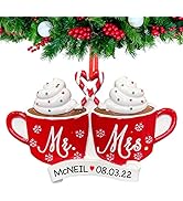 UniqXmas Personalized Our First Christmas as Mr and Mrs Ornament 2023 | Custom Hot Cocoa Mugs Wed...