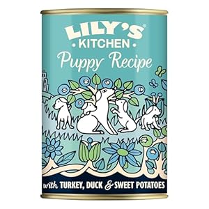 Lily&rsquo;s Kitchen Aliment humide naturel pour chiots aucanard et à la dinde, recette sans céréales (6 x 400g Conserve)