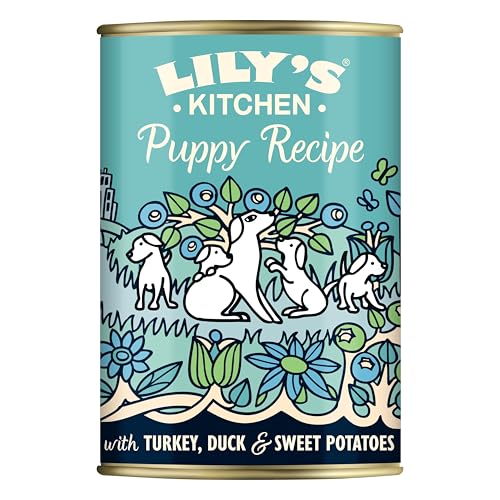 Lily&rsquo;s Kitchen Aliment humide naturel pour chiots aucanard et à la dinde, recette sans céréales (6 x 400g Conserve)