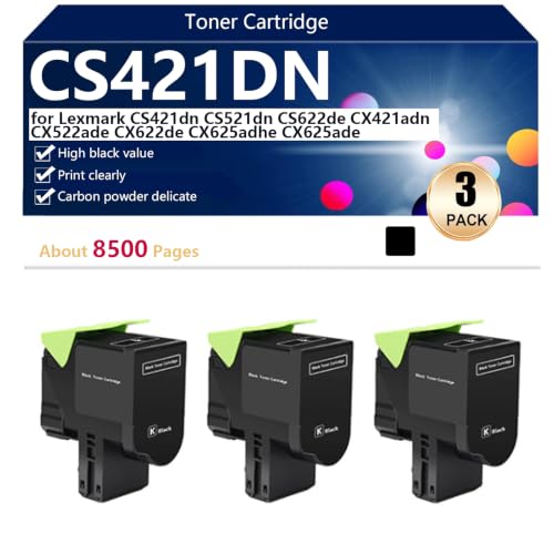 Toner pour Lexmark CS421dn - Pack de 3 cartouches noires haute capacité 8500 pages