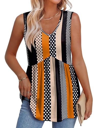 Image of OFEEFAN Womens Tank Tops 2025 Flowy Peplum Tops for Women Dressy Sleeveless V Neck Babydoll Tank Tops
