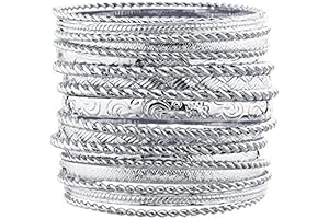 Flower Mixed Metal Aztec Multi Bangle Set