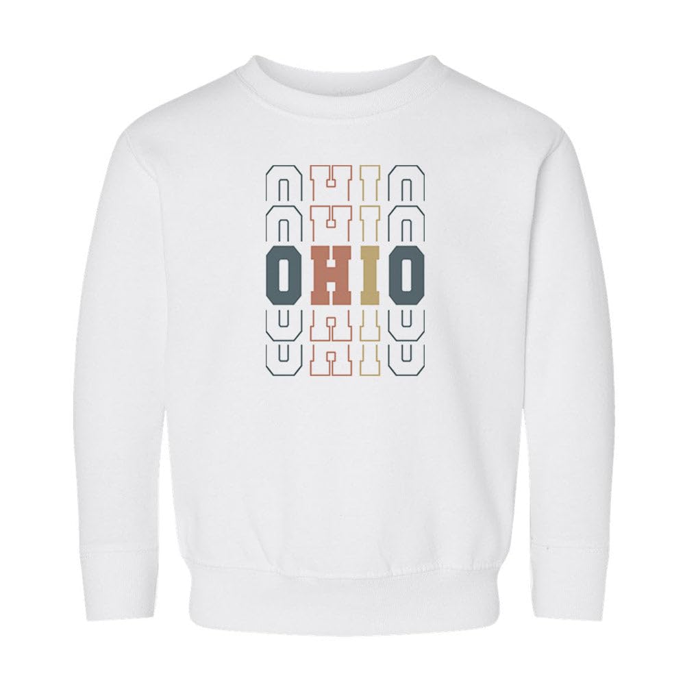 Stacked Ohio Kids Sweatshirt Toddler 2T White