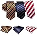 Barry.Wang 6 PCS Men Ties Set Silk Business Fashion Woven Necktie Handkerchief Cufflinks Paisley Stripe Wedding Party