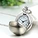 JewelryWe Silver Tone Pocket Watch Ball Shape Arabic Numerals Round Dial Small Quartz Watch with 31.5 inch Chain,