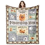 PZLSIEU Pomeranian Gifts for Women, Pomeranian Blankets 60''x50'', Pomeranians Mom Gifts, Gift for Pomeranians Dog Owners Lovers Woman Decorations Throw Blanket for Birthday Mothers Day Christmas