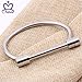 ANBALA Stylish Titanium Steel D Shape Bar Screw and Shackle Cuff Bangle Bracelet for Unisex, Silver,Flat Head Screw