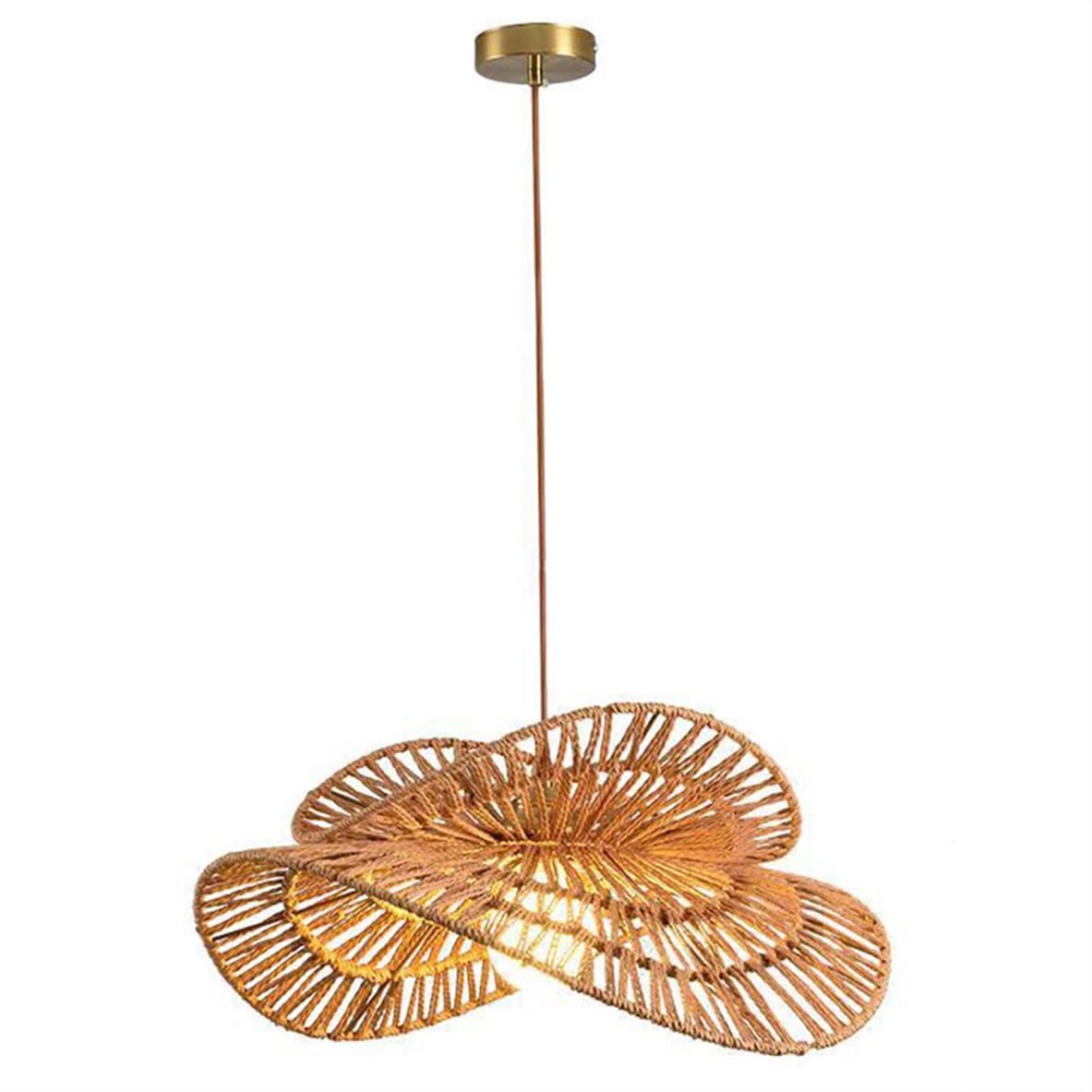 SHUANGZ Unique 2-Layer Ceiling Pendant Lamp Hemp Rope Bohemia Light Fixture Beige Basket Wicker Chandelier Creative Basket Lantern Hand-Woven Fixtures for Living Room Foyer Entryway Hallway