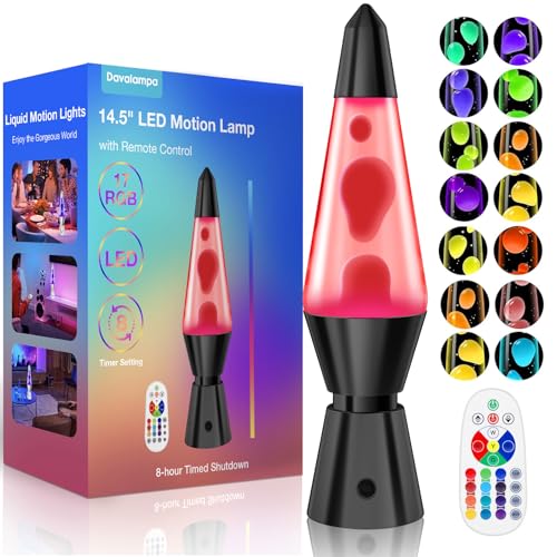 Davalampa Lavalampe Groß LED 17 Farbwechsel Steuerbar | Große Lavalampen Schwarz für Kinder Erwachsene | Nachtlicht Dimmbar mit Fernbedienung | Lampe Geburtstagsgeschenk (Sockel Schwarz 37cm)
