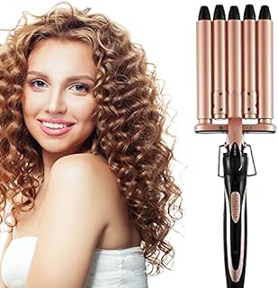 Hair Crimper 5 Barrel Curling Iron Wand, 0.6 Inch (16mm) Hair Waver Curler Iron Crimper Hair Iron Ceramic Tourmaline Hair Wavy Tool with Dual Voltage