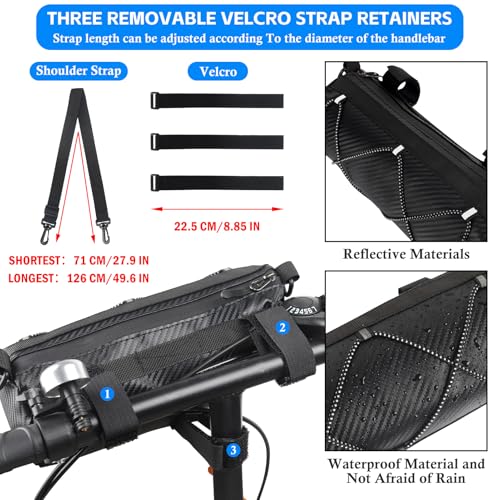 Nvaav Waterproof Bike Handlebar Bag - 2L Front Frame Roll Pouch With Shoulder Strap, Road Mountain Bicycle Professional Cycling Travel Accessories, Multi-Functional Storage, Installable Frame Seat Bags thumb #2