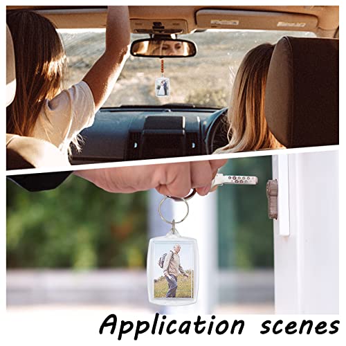Chgcraft 8Pcs Plastic Rearview Mirror Car Picture Frame Car Rear View Mirror Hanging Accessories Small Photo Frame Pendant With Cotton Cords Wood Beads For Car Ornament Keychain Pet Collar #TOP5