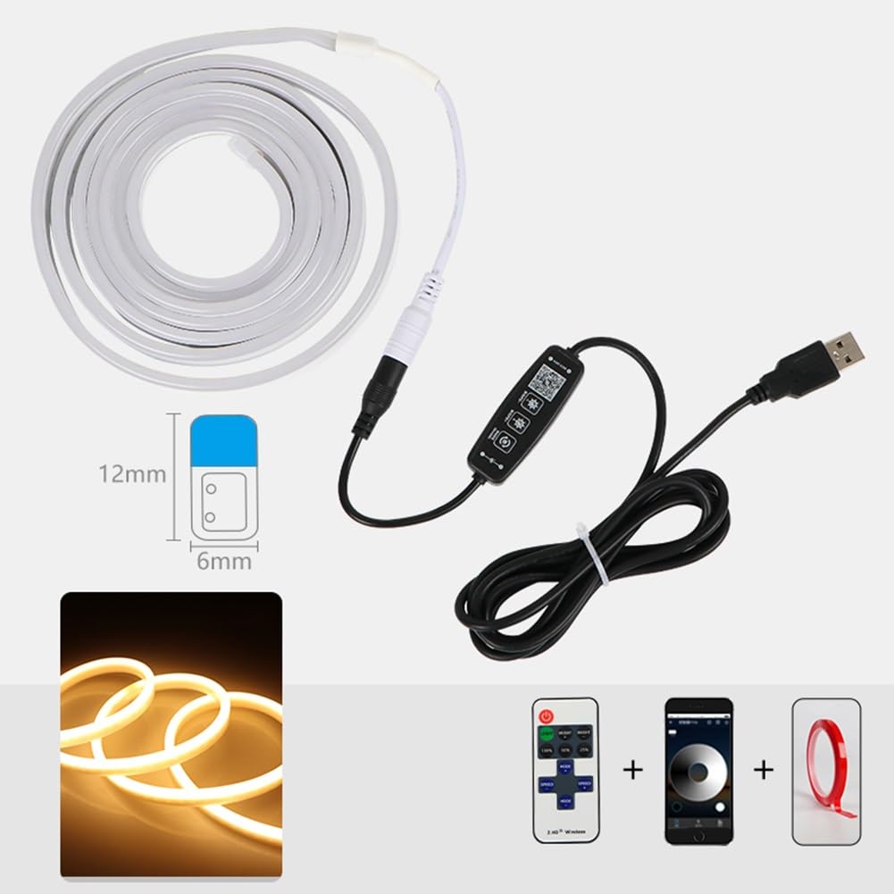 Bande Lumineuse Télécommandée, Bande Lumineuse De Gradation Et De Mélange De Couleurs Par Application De Téléphone Portable, Lumière Décorative De Meuble TV Autocollante Sans Fil USB(Yellow,3m)
