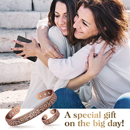 image for Mahnco Lymphatic Drainage Ring & Copper Bracelet for Women, Magnetic L