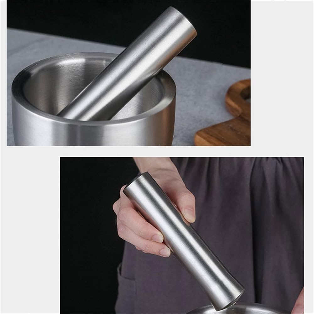 Set di pestello e mortaio Set di anelli for macinazione manuale in acciaio inossidabile 304 e set di mortaio e pestello for uso domestico, barattolo for macinare manualmente l'aglio Mortaio e pestello