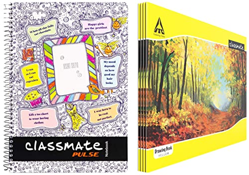 Image of Classmate Drawing Book - Unruled & Pulse Selfie Single Line 6-Subject Notebook, 340 Pages