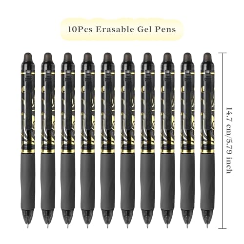 Temiary 10 bolígrafos retráctiles borrables punta 0.5 mm negro miniatura 2