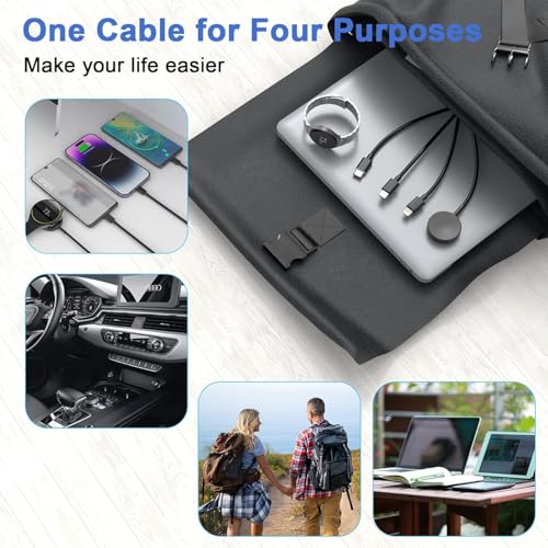 Image of BESTOR Universal 4-in-2 USB-A /PD Input Charging Cable with Smart Watches, 8 Pin, USB Type C, Micro USB and Magnetic Connectors for fast charging, 20W Fast PD Multi Charging Cable (1.2 /6ft)