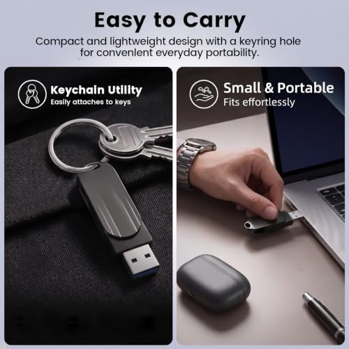 128GB USB Flash Drive for iPhone, Dual USB-A and USB-C Photo Stick, 2-in-1 Thumb Drive External Storage for Photos, Videos and File Backup, Compatible with iPhone, iPad, Android Phones and PCs — view 6
