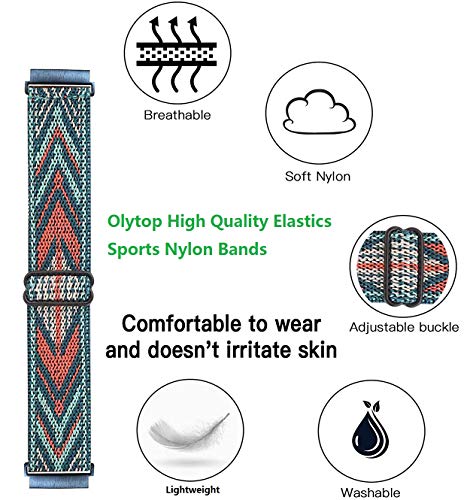 Elastic Bands for Galaxy Watch 7/6/5/4 Bands 44mm 40mm/5 Pro Strap 45mm, Samsung Galaxy Watch 6/4 Classic Band 43mm 42mm 46mm 47mm/Active 2/3 41mm Women Men, 20mm Stretch Nylon Wristband - image 3
