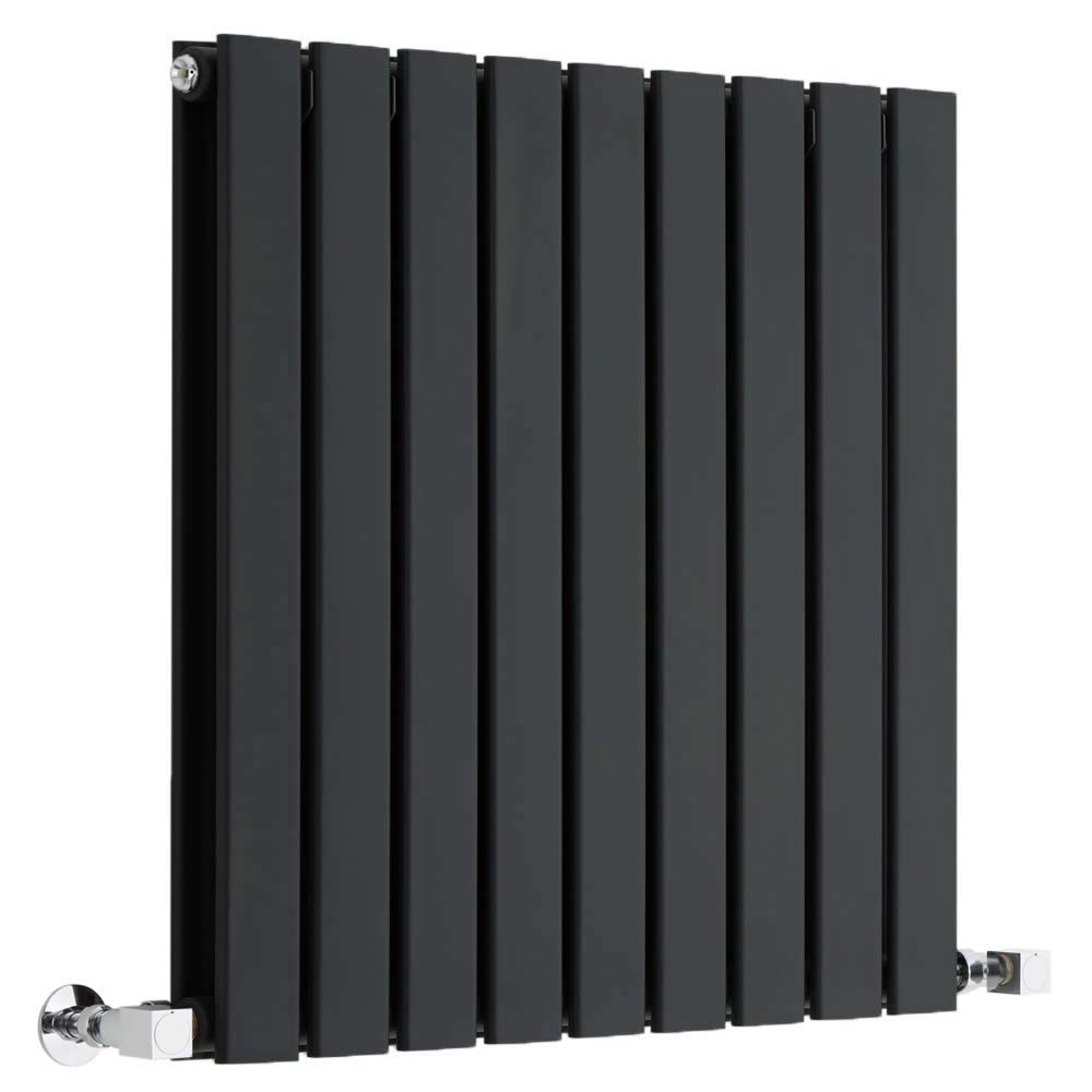 Milano Black Alpha Horizontal Double Flat Panel Radiator - 635 X 630Mm