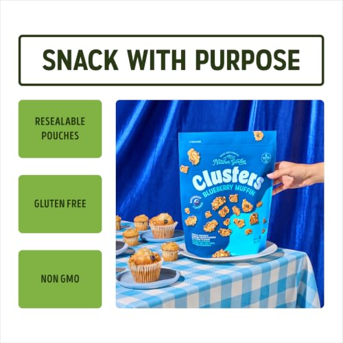 Image of Nature's Garden Blueberry Muffin Clusters, 32oz Pouch - Big Chunky Nut & Oat Bites with Cashews, Almonds, Chia & Real Blueberries - Gluten-Free and Kosher Snacks for Adults & Kids