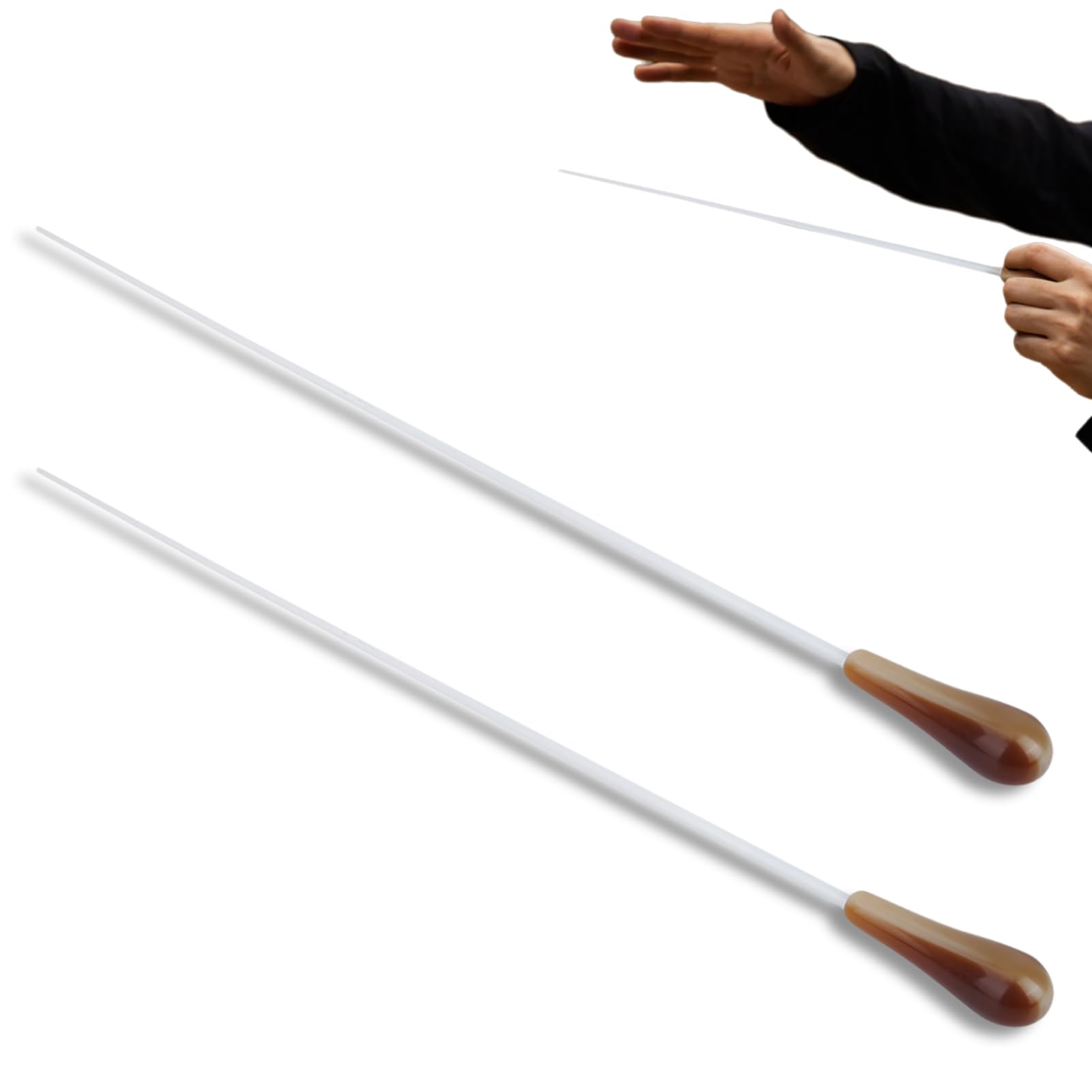 2 PCS Conducting Baton, Professional Conductor Baton Lightweight Music Conductor Stick Wand Conducting Stick with Handle for Choral Orchestral Concerts (Yellow)