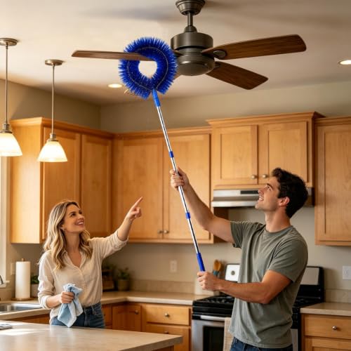 Plumero para ventilador de techo extensible para limpiar muebles altos y persianas 3
