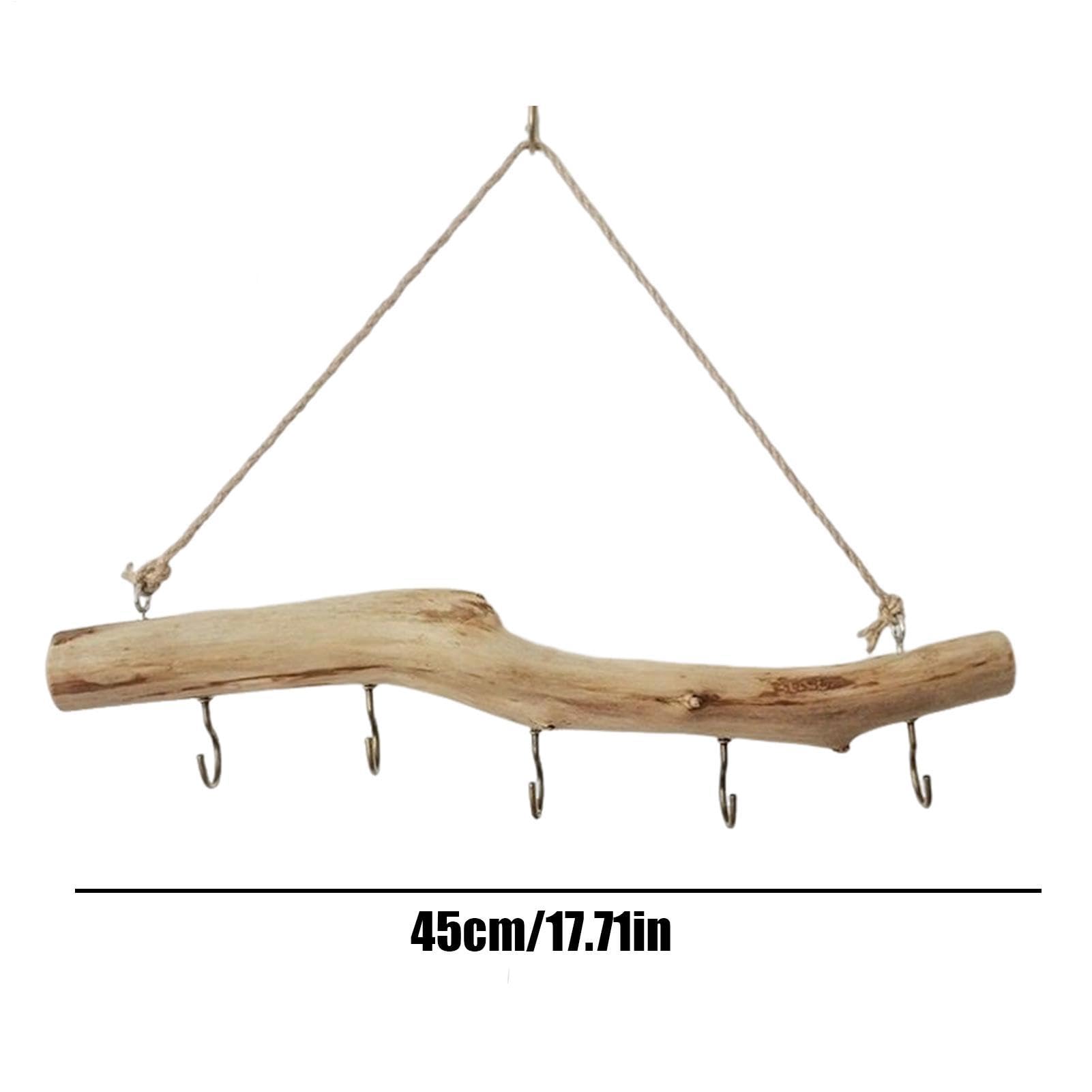 Rustikaler Holzzweig zum Aufhängen, Wanddekoration für -Styling, natürliches Holzmaterial mit Bindfaden, hängendes Design, dekoratives für Fotos, Pflanzen, Ornamente
