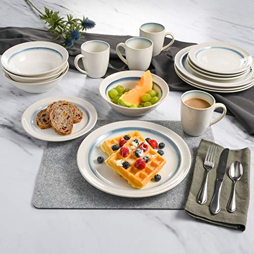 image for Gibson Elite Lawson 16 Piece Dinnerware Set, Teal, White/Teal, Service