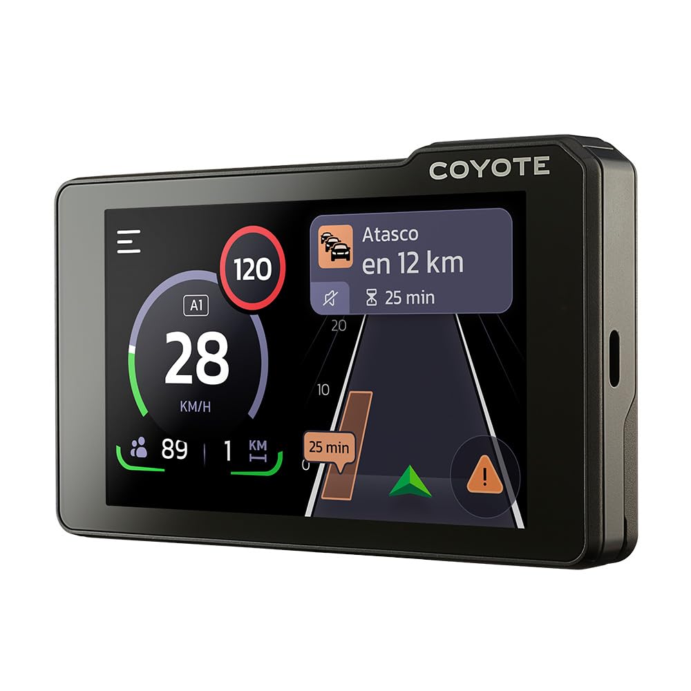 Coyote MAX(España) - Asistente de conducción - Avisador de Radares - Asistente de Voz y Pantalla táctil 4" - Alertas de límites de Velocidad- Alertas de radares, tráfico e incidencias en Tiempo Real