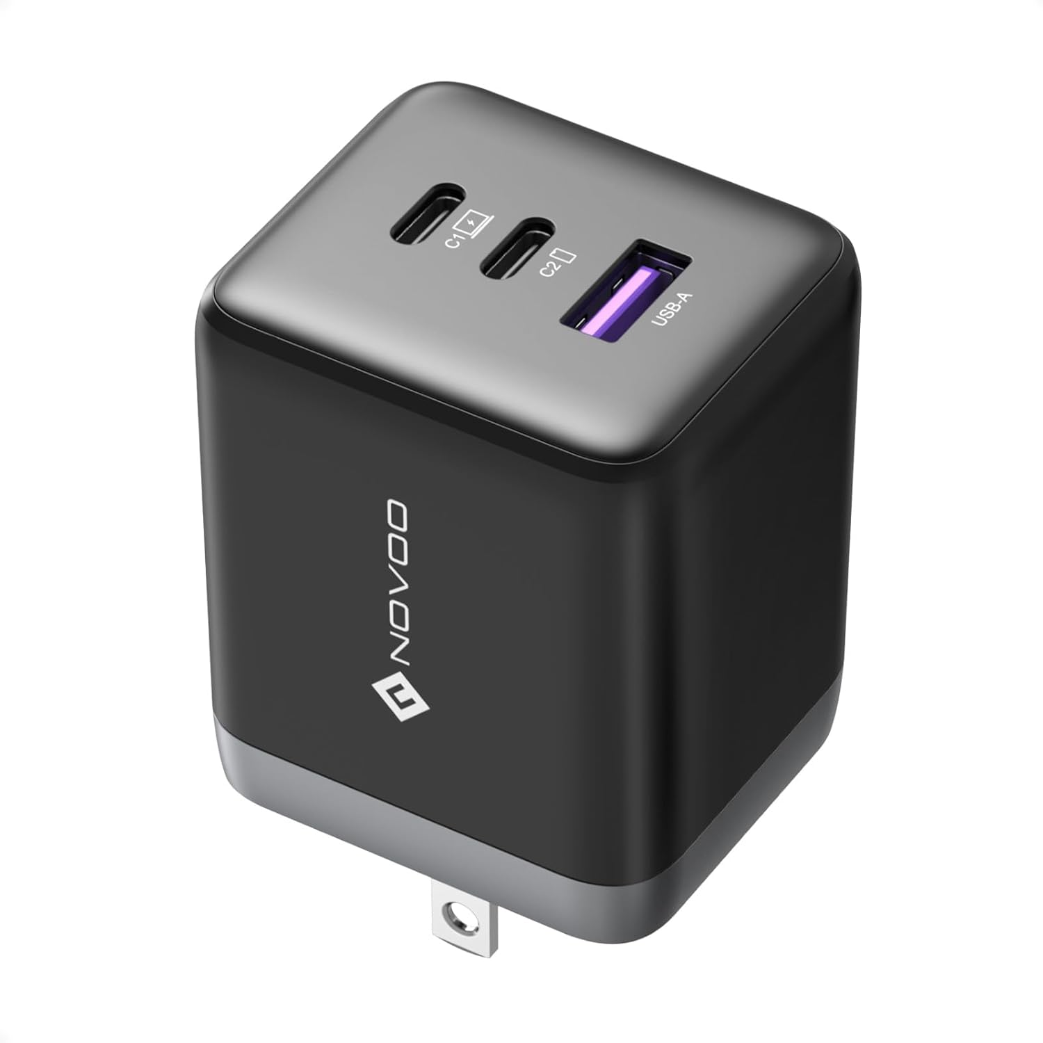NOVOO 100W USB C Charger Block (GaN III), 3-Port Fast Foldable Compact Wall Charger for MacBook Pro/Air, Dell XPS 13, iPad Pro, Galaxy S24/S23, iPhone 16/15 Pro and More