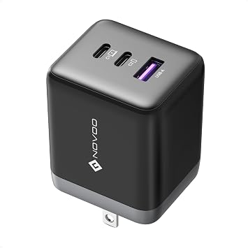 NOVOO 100W USB C Charger Block GaN III, 3-Port Fast Foldable Compact Wall Charger for MacBook Pro/Air, Dell XPS 13, iPad Pro, Galaxy S24/S23, iPhone 16/15 Pro and More