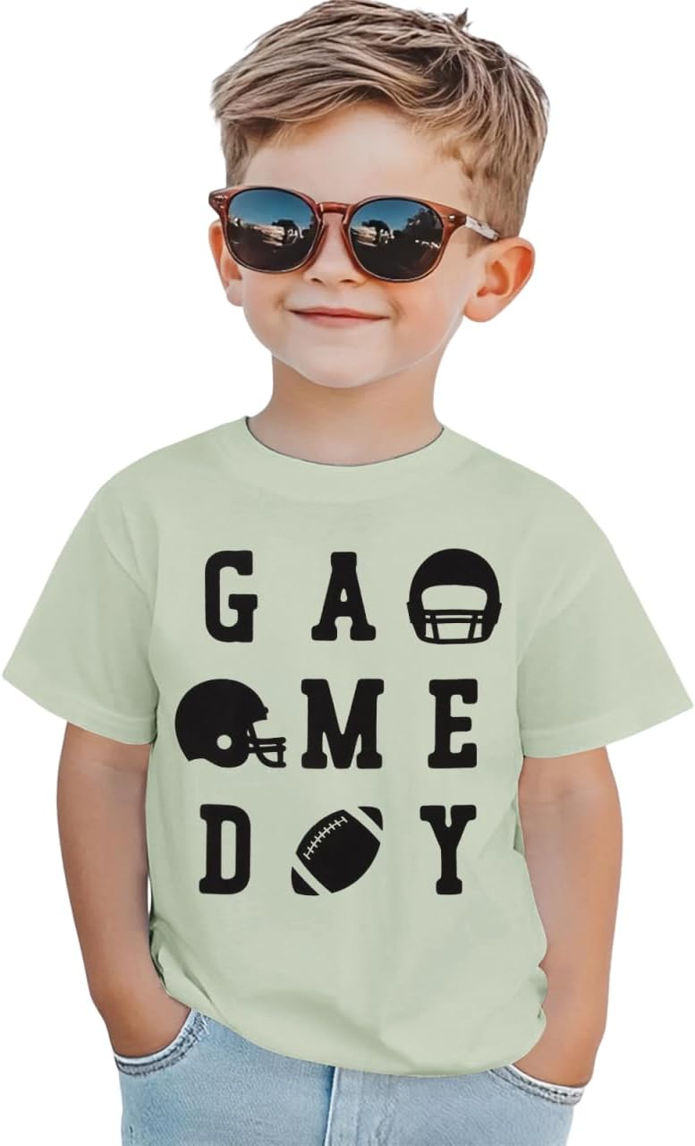 KEKEMI Football Shirts for Toddler Baby Boys Funny Game Day T-Shirt Ballgame Outfit Football Fans Gift Tees Cute Sports Tops
