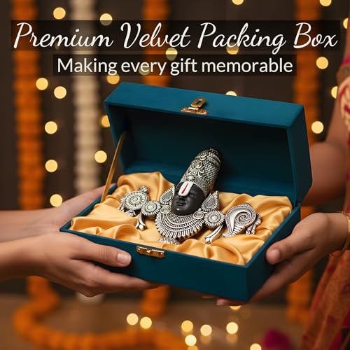 Image of 999 Silver Plated Balaji Statue | 8-Inch Elegant Divine Silver Showpiece for Vastu Home Decor | Lord Venkateswara Swamy Statue for Pooja Room, Prayer Room & Auspicious Gift