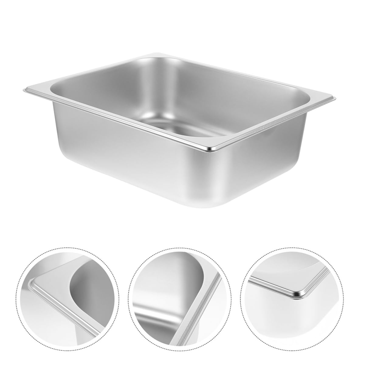 5pcs Large Buffet Serving Dish Stainless Steel Food Pan Food Containers Lids Safe Plate