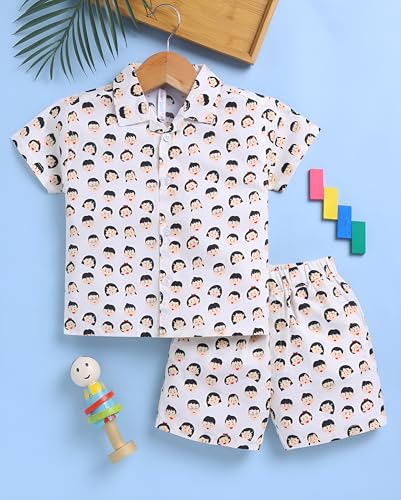 Image of Toonyport Kids Cotton Print Pyjama Set, Short Sleeve Shirt with Shorts