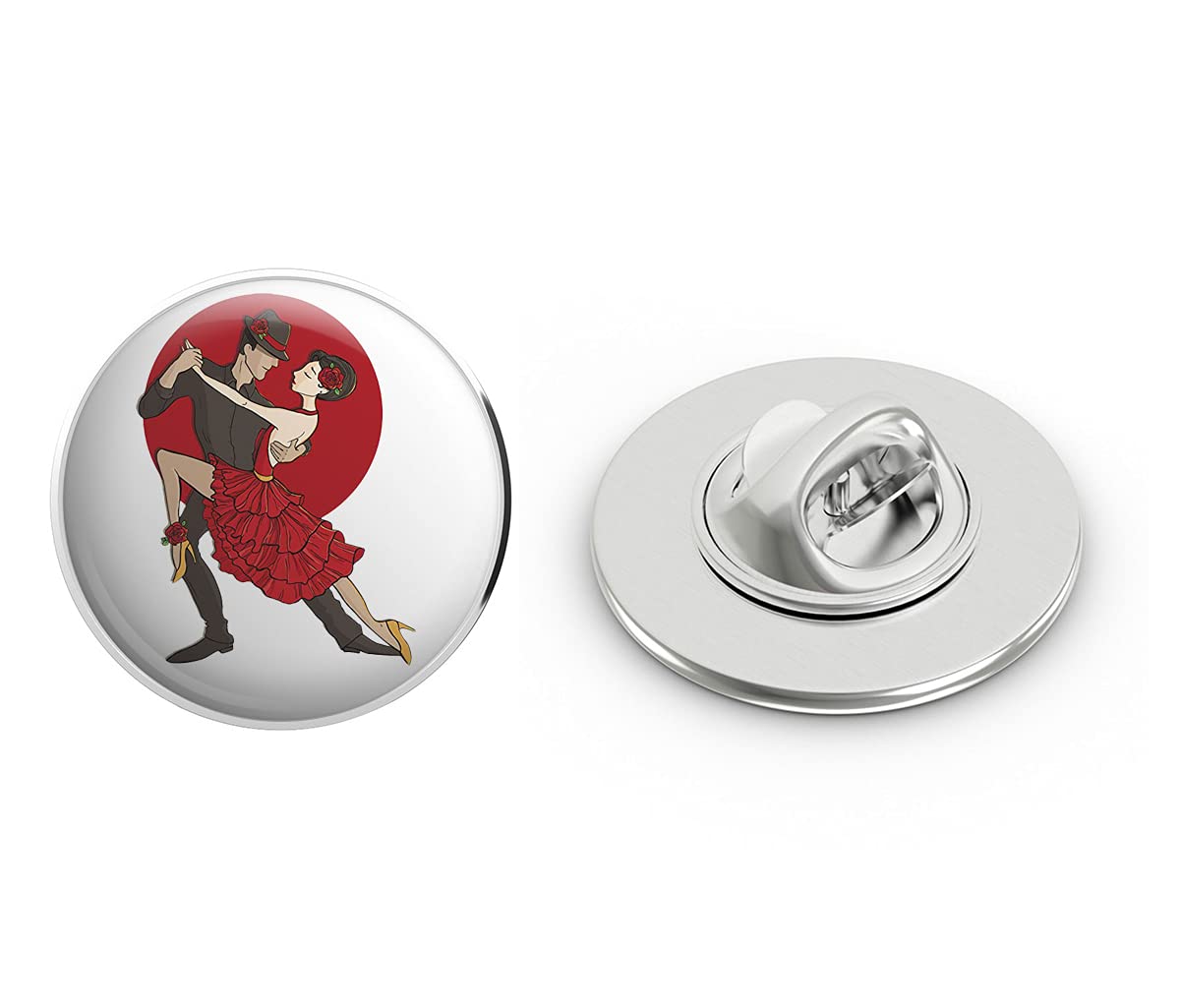 BRK StudioPretty Latin Ballroom Swing Salsa Dancer Couple Cartoon #1 Round Metal 0.75" Lapel Pin Hat Shirt Pin Tie Tack Pinback