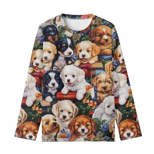 Image of WELLFLYHOM Long Sleeve T-Shirt for Boys Girls 3-16 Years Old Tee Tops Crewneck Pullover Shirts Fall Outfits
