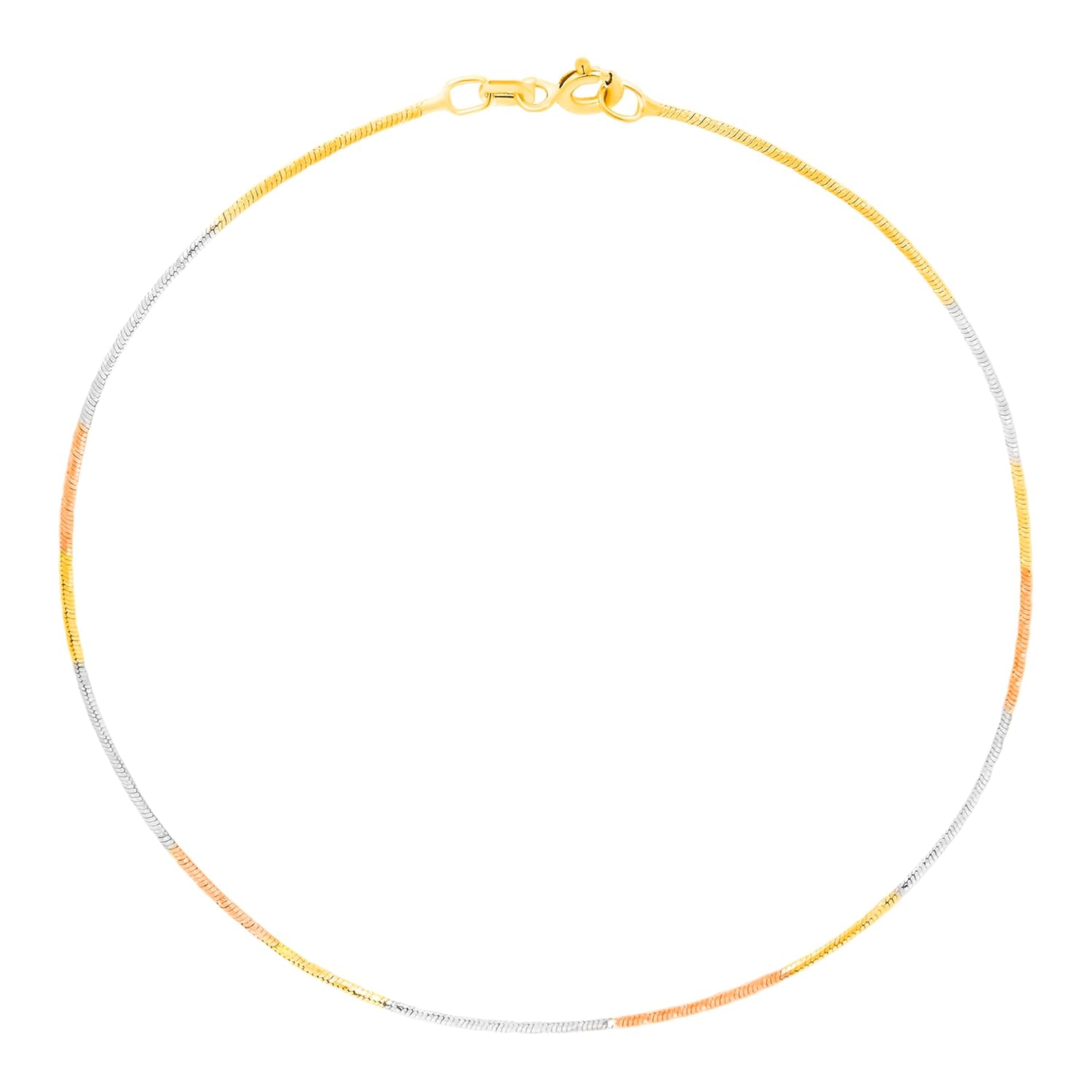 ZAVYA 925 Sterling Silver Designer Triple Tone Rhodium, Gold & Rose Gold Plated Chain Anklet (SIngle - Authentic ZAVYA Fashion | UrbanThreads