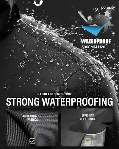 iCreek Rain Suit Waterproof Jacket and Trouser Suit Raincoat for Men and Women Outdoor All-Sport Breathable Anti-storm (M-USA, Black)