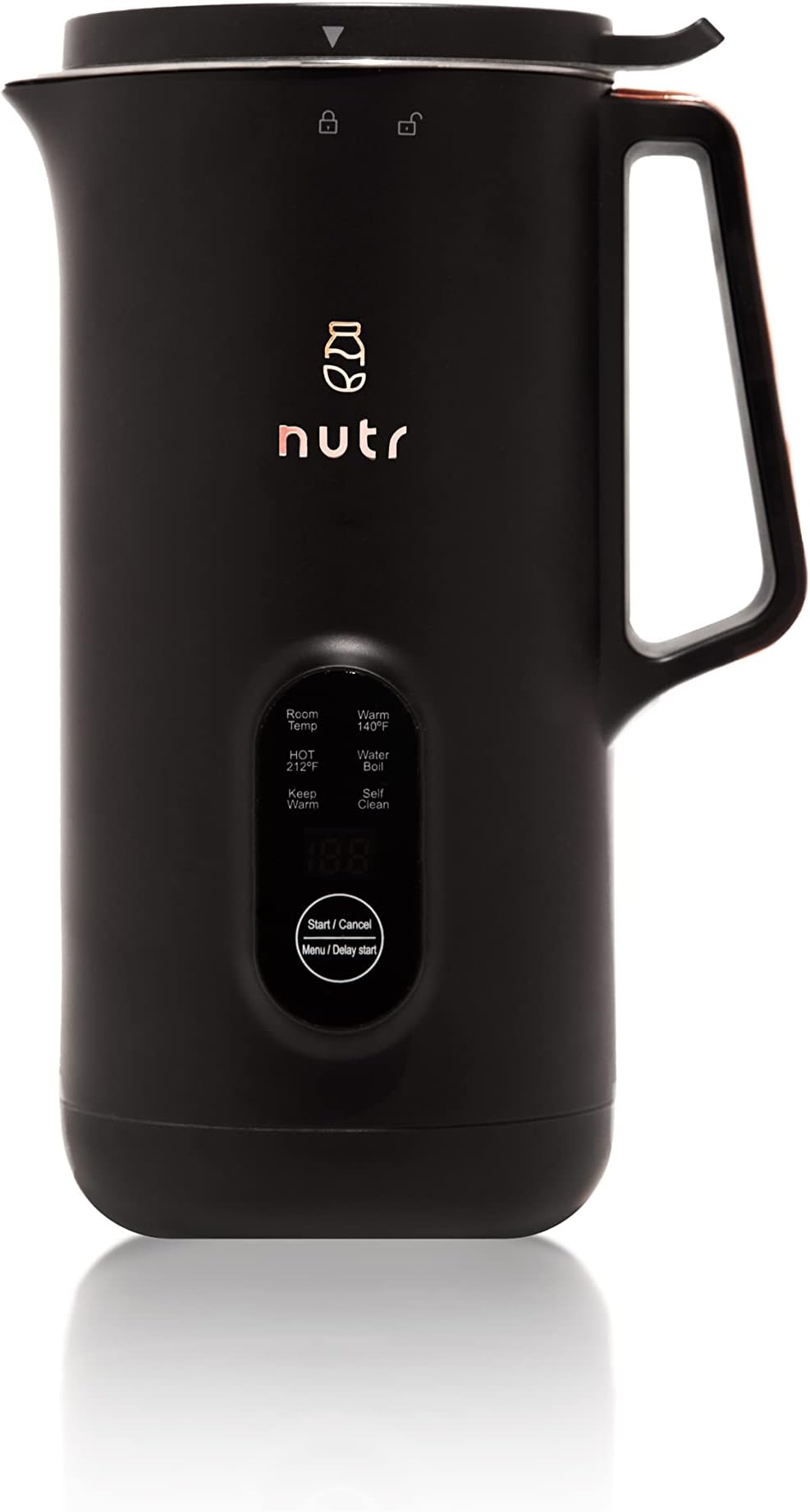 NUTR Automatic Nut Milk Maker - Homemade Plant-Based Milks, Single Servings, Stainless Steel, Self-Cleaning, Black/Rose Gold