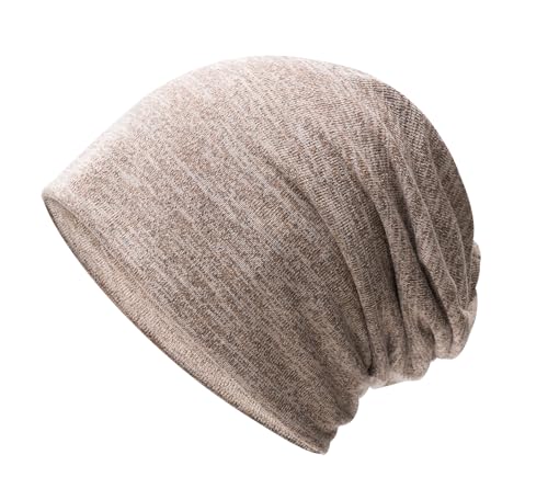 Ainiers Slouch Beanie Bonnet pour homme et femme Bonnet doux en tricot Slouchy Skull Cap chimio pour toutes les saisons, kaki, taille unique