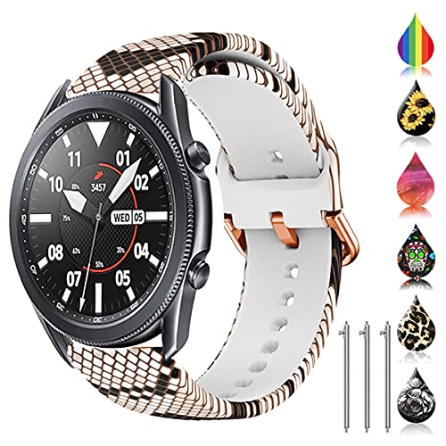 TOOLAIK 22mm Floral Silicone Watch Band for Samsung Galaxy Watch, Unisex, Compatible with 45mm/Gear S/Frontier/Classic, Quick Release, Easy Installation