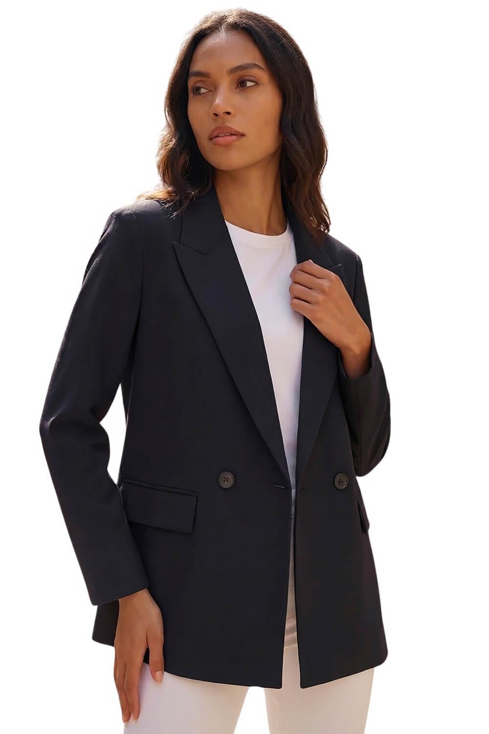 Roman Women's Black Premium Stretch Ponte Blazer In Size 18